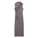 Autumn Pleated Decoration Slim Sleeveless Midi Dress-Gray-Fancey Boutique