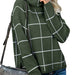 Color-Green-Winter Plaid Sweater Pullover Turtleneck Pullover Plaid Knitwear for Women-Fancey Boutique