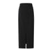 Autumn Winter High Waist Casual Solid Color Wool Skirt Hip Casual All Matching Mid Length Skirt Slit Hemline-Black-Fancey Boutique