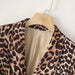 Leopard Cuff Pleated Blazer Long Sleeved Retro Top for Women-Fancey Boutique