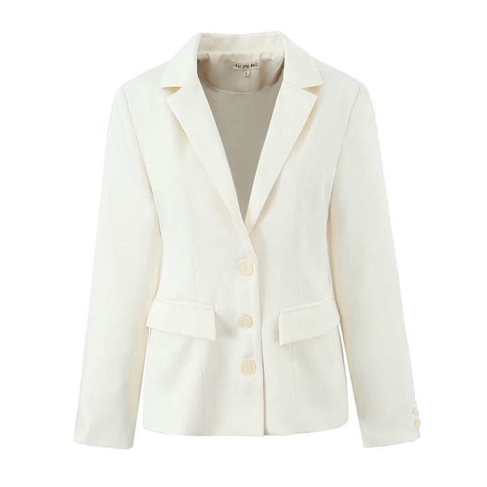 Blazer for Women Early Spring Autumn Clothes-White-Fancey Boutique