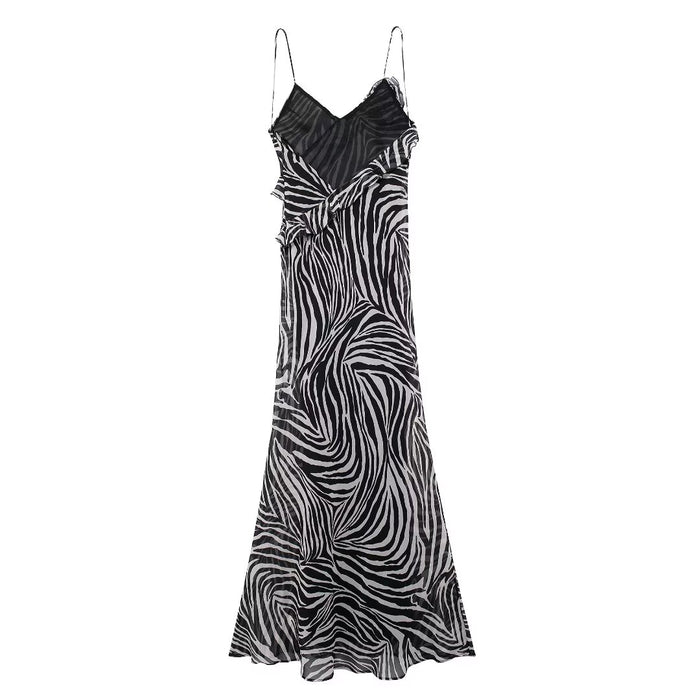 Summer Women Clothing Long Ruffled Animal Print Dress-Fancey Boutique