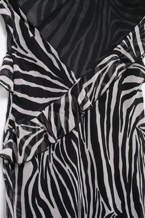 Summer Women Clothing Long Ruffled Animal Print Dress-Fancey Boutique