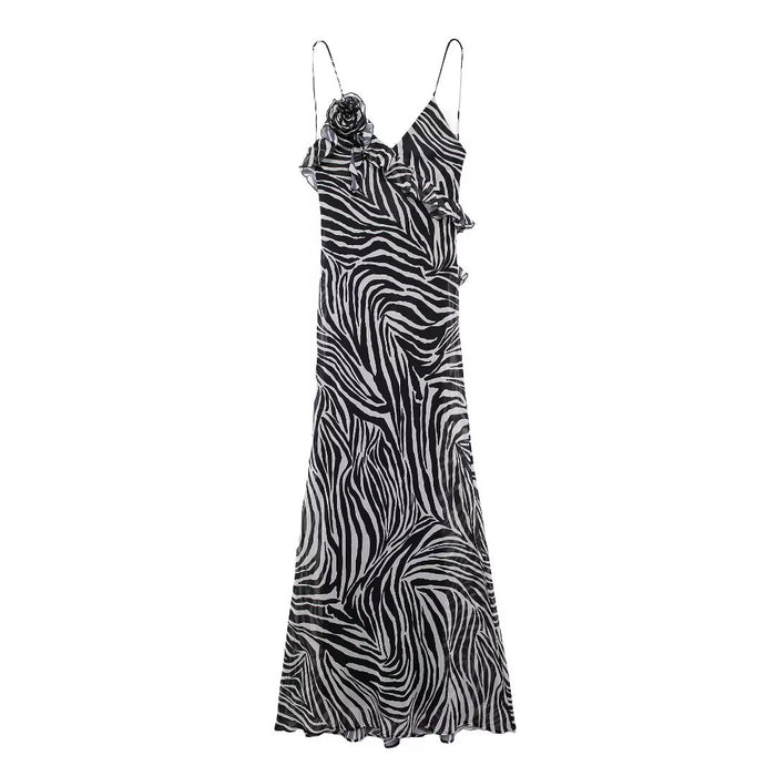 Summer Women Clothing Long Ruffled Animal Print Dress-Multi-Fancey Boutique