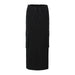 Women High Waist Drawstring Split Skirt High Grade Frayed Floor Length Dress Skirt-Black-Fancey Boutique