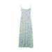 Summer Bowknot Decoration Printing Silk Net Midi Dress-Fancey Boutique