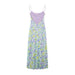 Summer Bowknot Decoration Printing Silk Net Midi Dress-Fancey Boutique