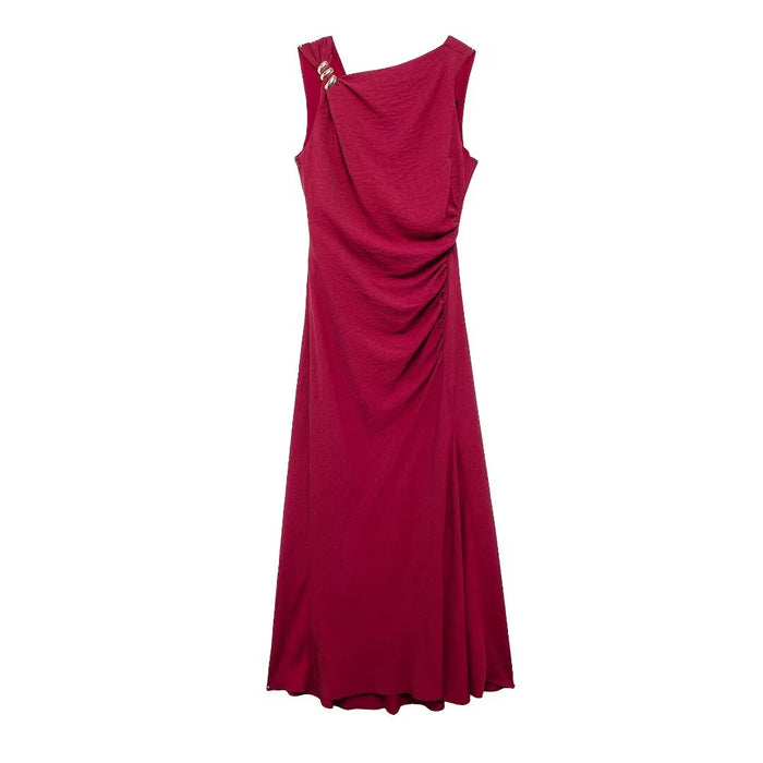 Women Clothing Women Gold Applique Mid Length Dress-Red-Fancey Boutique