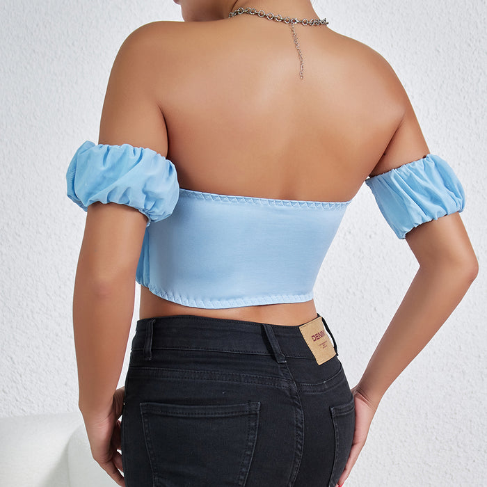 Women Clothing Pleated Pleated Sexy Backless Small Top-Fancey Boutique