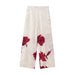 Women Summer Satin Printed Blazer Satin Floral Printed Trousers-White Pants-Fancey Boutique