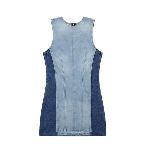 Street Sexy Casual Patchwork Denim Dress Contrast Color Vest Dress-Fancey Boutique