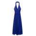 Women Linen Blended Sexy Halter Maxi Dress-Blue-Fancey Boutique