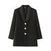 Women Spring Fall Solid Long Sleeve Collar Stitching Blazer-Fancey Boutique