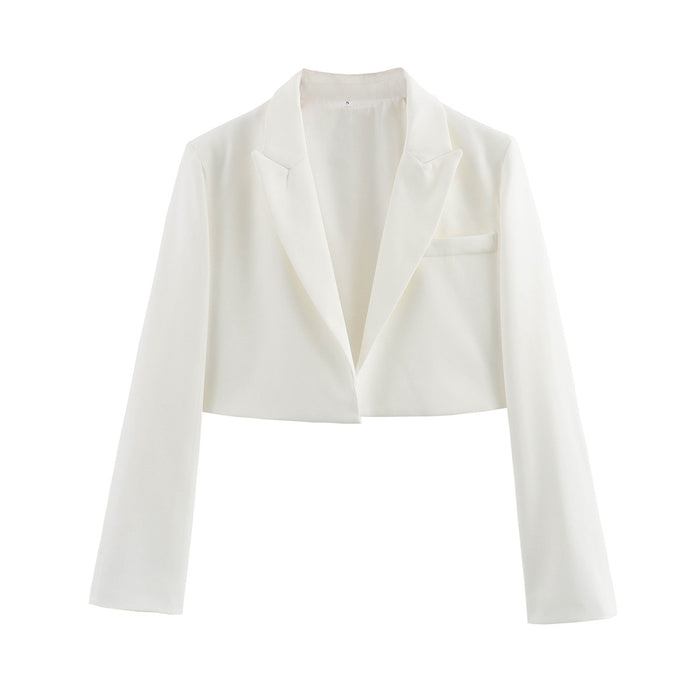 Women Long Sleeve Coat Multicolor Short Women Blazers-White-Fancey Boutique