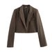 Women Long Sleeve Coat Multicolor Short Women Blazers-Brown-Fancey Boutique