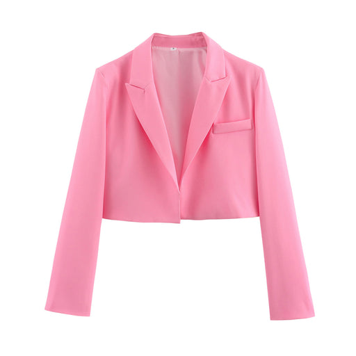 Women Long Sleeve Coat Multicolor Short Women Blazers-Pink-Fancey Boutique