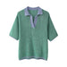 Summer Women Knitted Polo Shirt Collar Top Shorts Suit-Green-Fancey Boutique