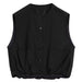 Women Clothing Summer Street Camisole Row Button Round Neck Vest Top-Black-Fancey Boutique