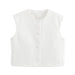 Fall Women Clothing Fashionable All Match Casual Decorated Row Button Vest Top-White-Fancey Boutique