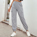 Color-Gray-Women Clothing Sports High Waist Casual Yoga Trousers-Fancey Boutique