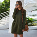 Color-Army Green-Fall Winter round Neck Long Sleeve Women Dress Sweater Casual Women Clothing-Fancey Boutique