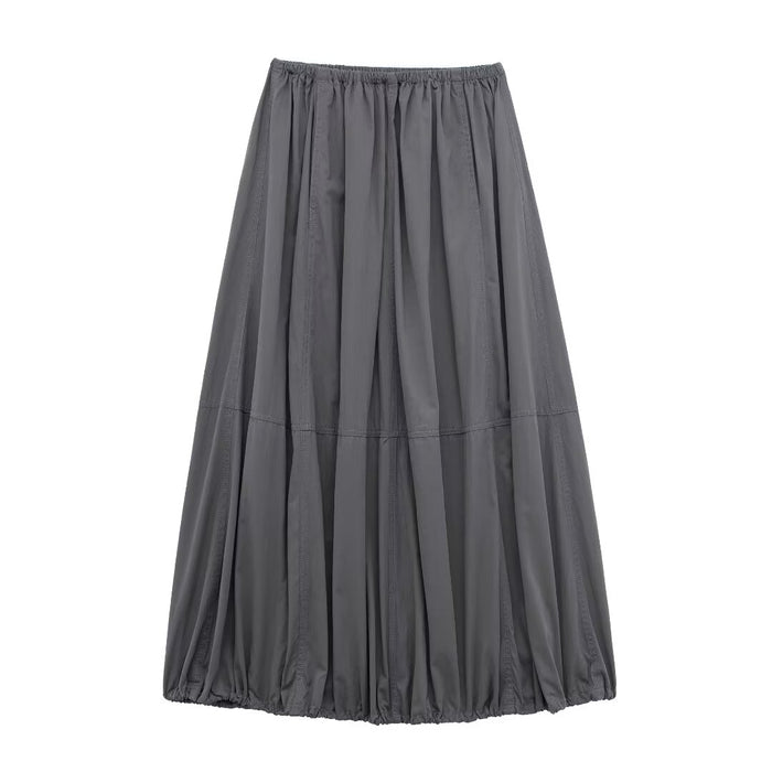 Women Solid Color High Waist Casual Pleated Nylon Skirt-Gray-Fancey Boutique