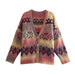 Women Clothing All Matching Idle Loose Fitting V Neck Long Sleeves Casual Sweater Coat-Multi-Fancey Boutique