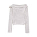 Women Clothing Autumn Irregular Asymmetric Collar Side Button Design Sweater-Fancey Boutique