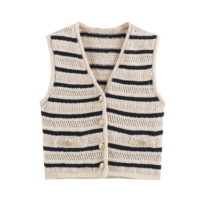 Women Clothing Summer Street Striped Knitted Vest Top-Fancey Boutique