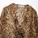 Women Clothing Manufacturers V Neck Leopard Print Women Shirt Ruffled Long Sleeve Loose Top-Fancey Boutique