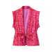 Autumn Belt Belt Vest Coat Printed Sleeveless Vintage Vest Waistcoat Women-Pink-Fancey Boutique