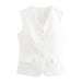 Fall Women Clothing Street V neck Single Breasted Cardigan Slim Fit Vest-White-Fancey Boutique