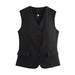 Fall Women Clothing Street V neck Single Breasted Cardigan Slim Fit Vest-Black-Fancey Boutique