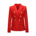 Color-Red-New Women Clothes Coat Autumn Winter Small Houndstooth Fashion Short Double Breasted Coat Blazer-Fancey Boutique