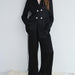 Fall Women Clothing Double Breasted Drape Blazer Straight Leg Pants Suit-Fancey Boutique