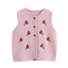 Women Retro Casual Simple Strawberry Double Sided Cotton Knitted Vest-Fancey Boutique