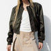 Women Clothing Autumn Casual Faux Leather Bomber Jacket Jacket-Fancey Boutique