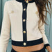 Women Clothing Autumn Casual All Match Golden Breasted Knitted Coat-Fancey Boutique