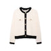 Women Clothing Autumn Casual All Match Golden Breasted Knitted Coat-White-Fancey Boutique