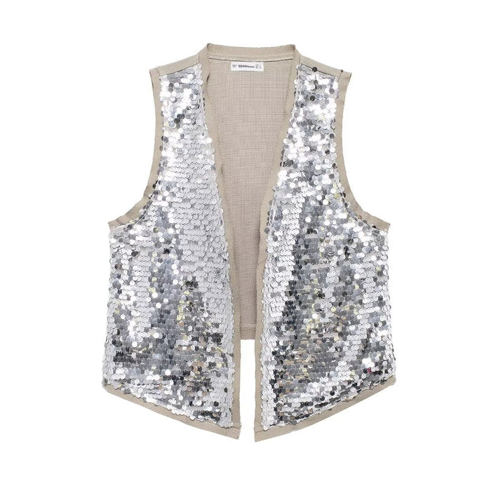 Women Asymmetric Hem Beads Decoration Vest Beads Decoration Short Dress-Fancey Boutique