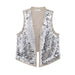 Women Asymmetric Hem Beads Decoration Vest Beads Decoration Short Dress-White Vest-Fancey Boutique