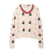 Women Clothing Autumn Winter Heavy Industry Ball Strawberry Embroidered Crew Neck Sweater-Fancey Boutique