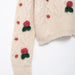 Women Clothing Autumn Winter Heavy Industry Ball Strawberry Embroidered Crew Neck Sweater-Fancey Boutique