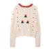 Women Clothing Autumn Winter Heavy Industry Ball Strawberry Embroidered Crew Neck Sweater-Fancey Boutique