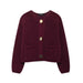 Fall Women Clothing Fashionable All Match Simple Thick Needle Cardigan Coat-Burgundy-Fancey Boutique