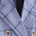 Women Blue Plaid Coat Collar Office Long Trench Coat-Fancey Boutique