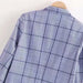 Women Blue Plaid Coat Collar Office Long Trench Coat-Fancey Boutique