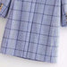 Women Blue Plaid Coat Collar Office Long Trench Coat-Fancey Boutique