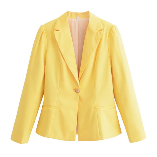 Fall Women Clothing Stylish Simple Slim Fit Bright Yellow Blazer-Fancey Boutique