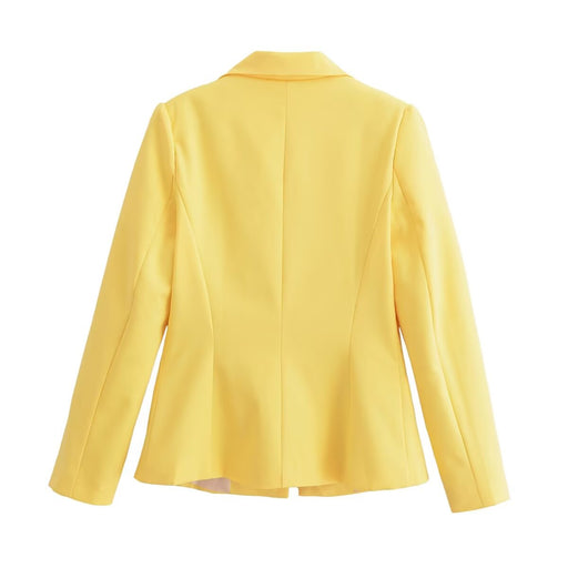 Fall Women Clothing Stylish Simple Slim Fit Bright Yellow Blazer-Fancey Boutique